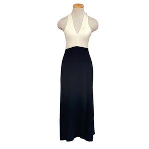 Lush NWT Maxi Dress Halter Knit Sweater Taupe Black Size Medium M
